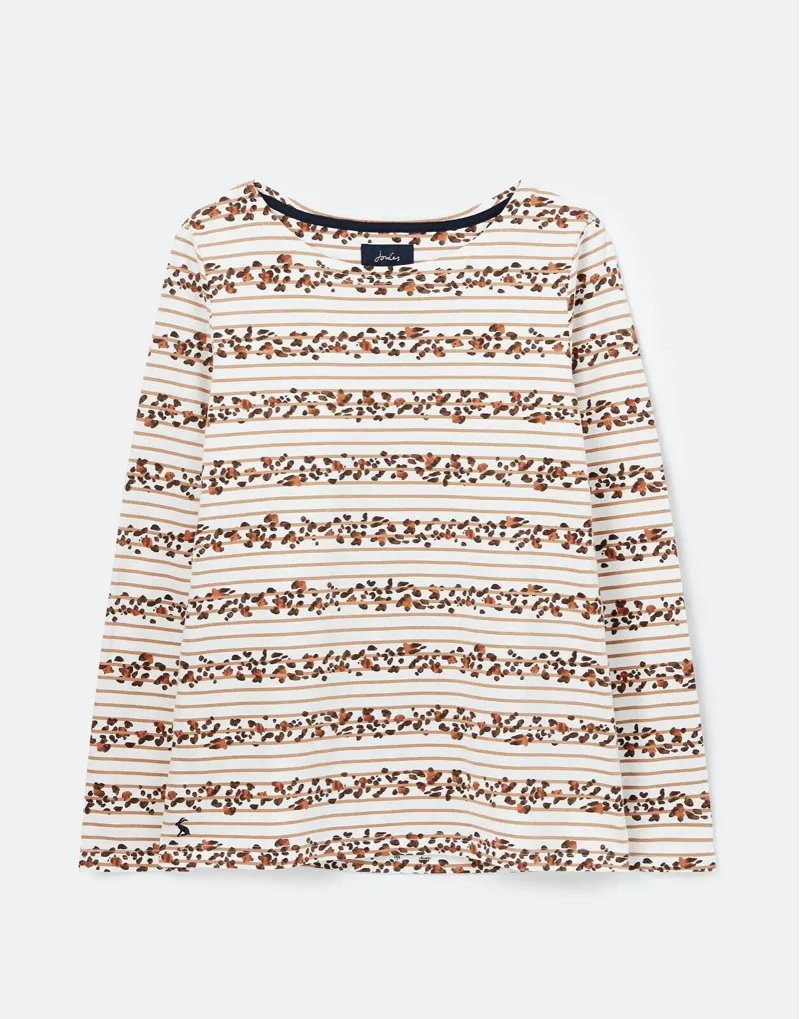 Joules Ladies Harbour Printed Cream Leopard Stripe Top-3